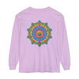 Eye-catching long sleeve t-shirt with a vibrant and detailed mandala design