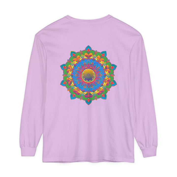 Eye-catching long sleeve t-shirt with a vibrant and detailed mandala design