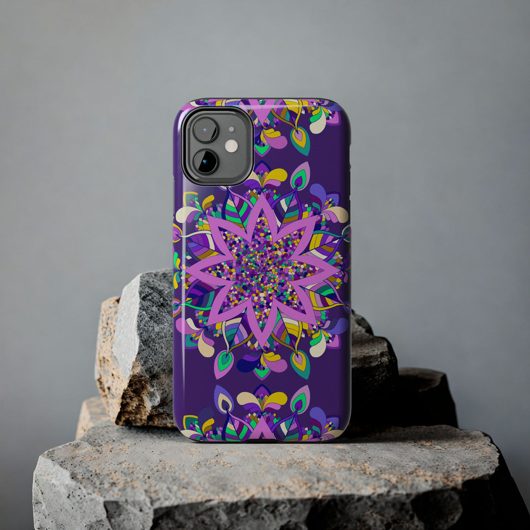 Hand drawn purple Mandala Art phone case for iPhone X/XS, protecting and adding style to your device