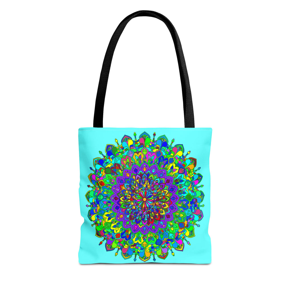 Vibrant and intricate mandala design tote bag in various colors