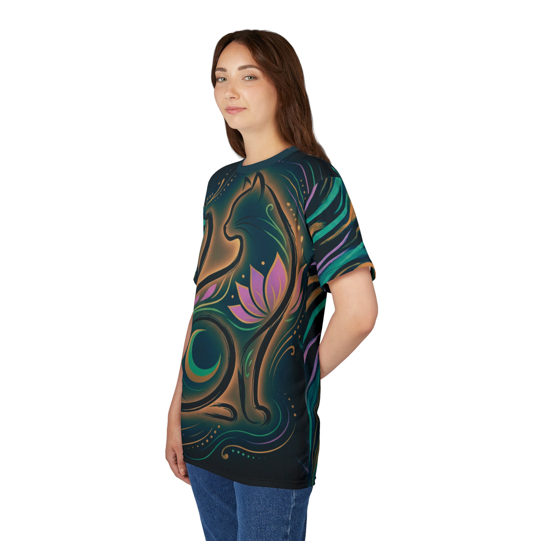 Sacred Cat Calligraphic Tee - Minimalist Spiritual Shirt