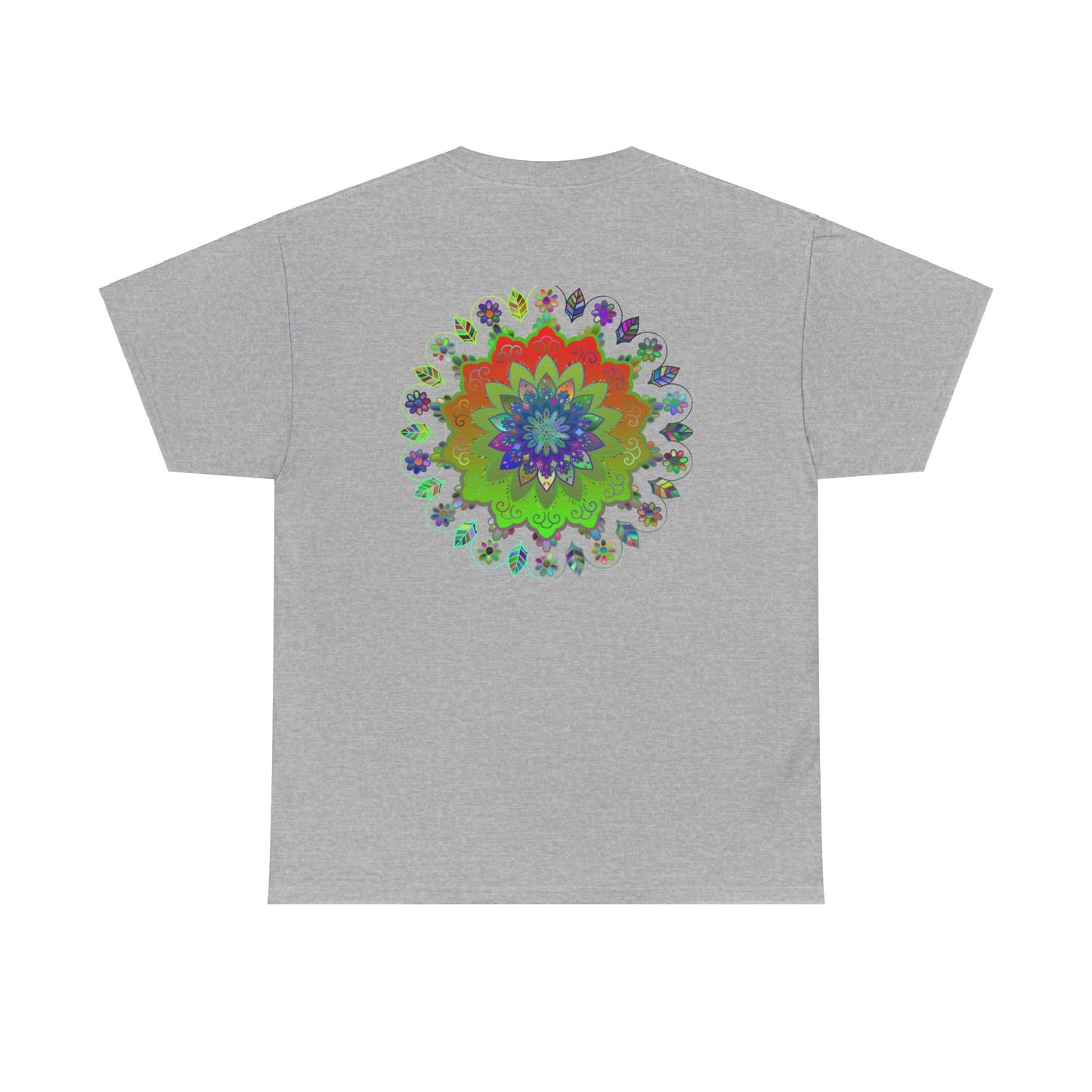 Unisex Heavy Cotton Tee featuring vibrant Mandala Art design, perfect for yoga and mindfulness practice