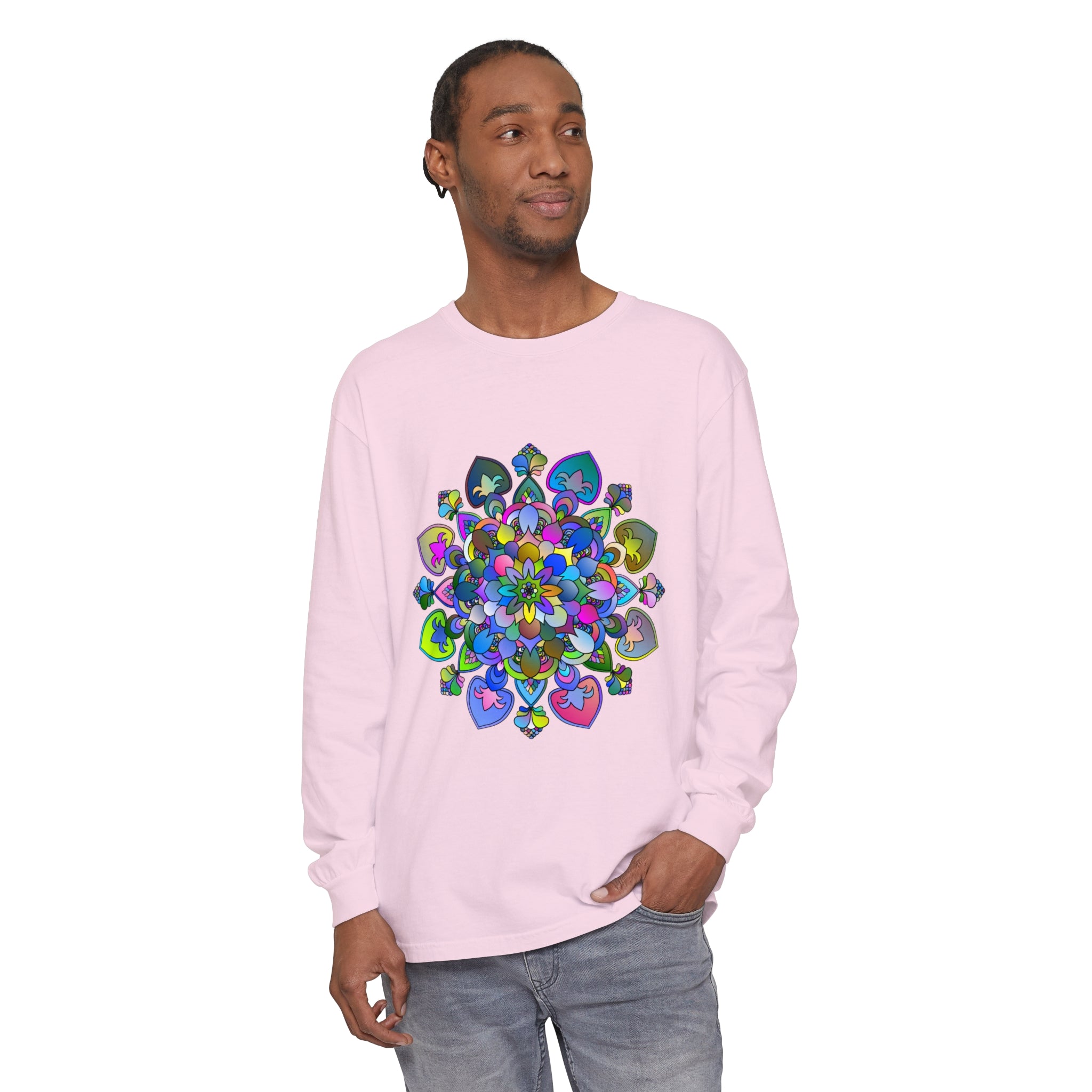 Colorful and intricate mandala design long sleeve t-shirt for vibrant style