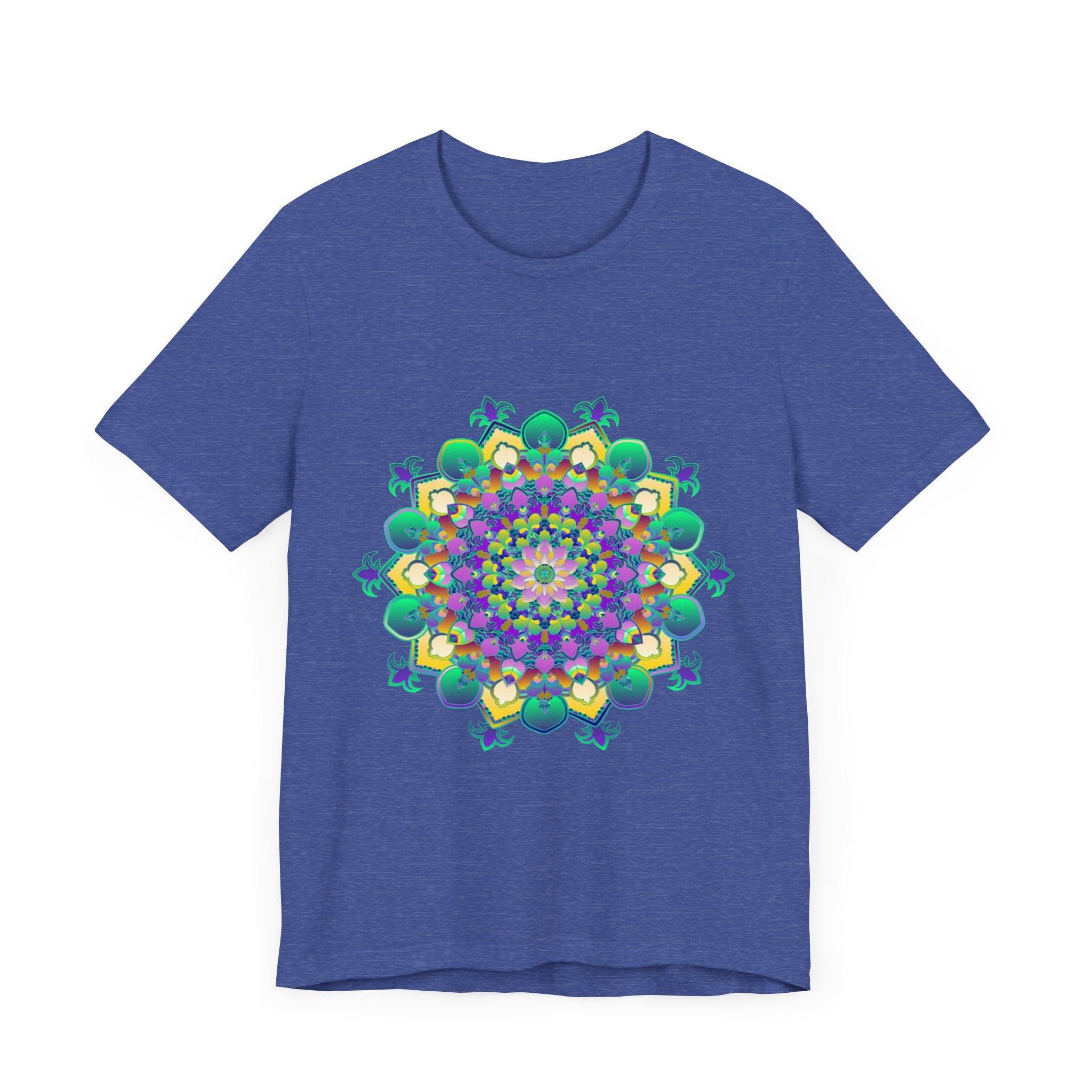Colorful Mandala Meditation Tee featuring Peace & Tranquility design for serene mindfulness practice and relaxation