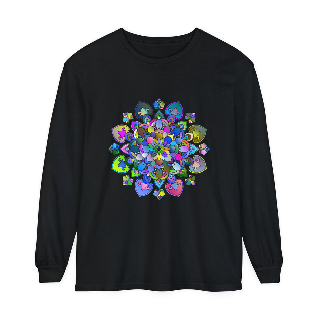 Colorful and intricate mandala design long sleeve t-shirt for women