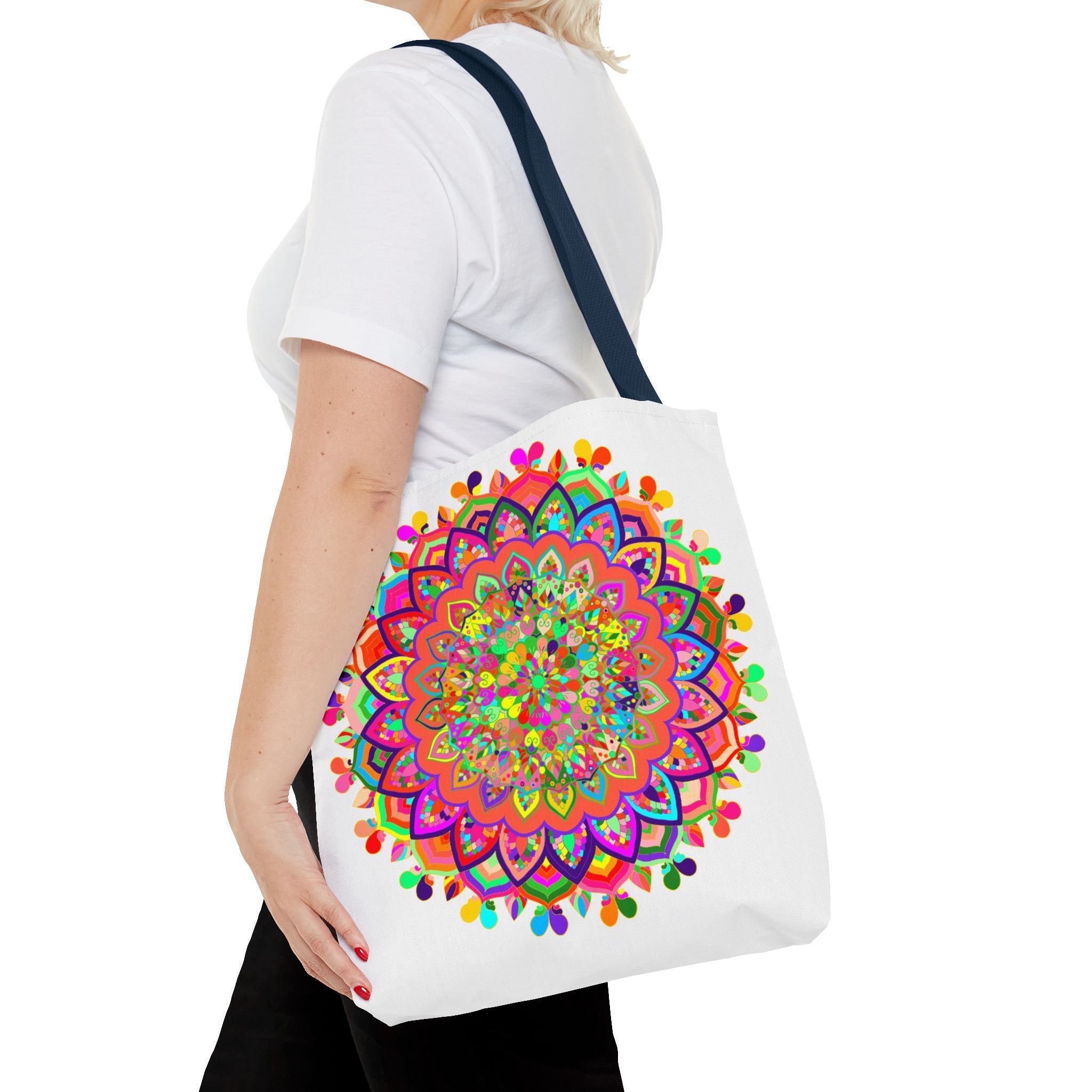 Beautiful and vibrant mandala art tote bag with colorful and intricate designs