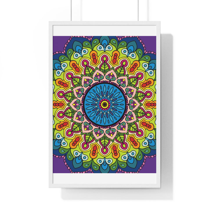 Beautiful hand-drawn mandala art framed poster, perfect for mindfulness and yoga practice at home or in a studio