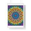 Beautiful hand-drawn mandala art framed poster, perfect for mindfulness and yoga practice at home or in a studio