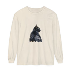 Black Cat Watercolor Long Sleeve T-Shirt with vibrant watercolor cat design