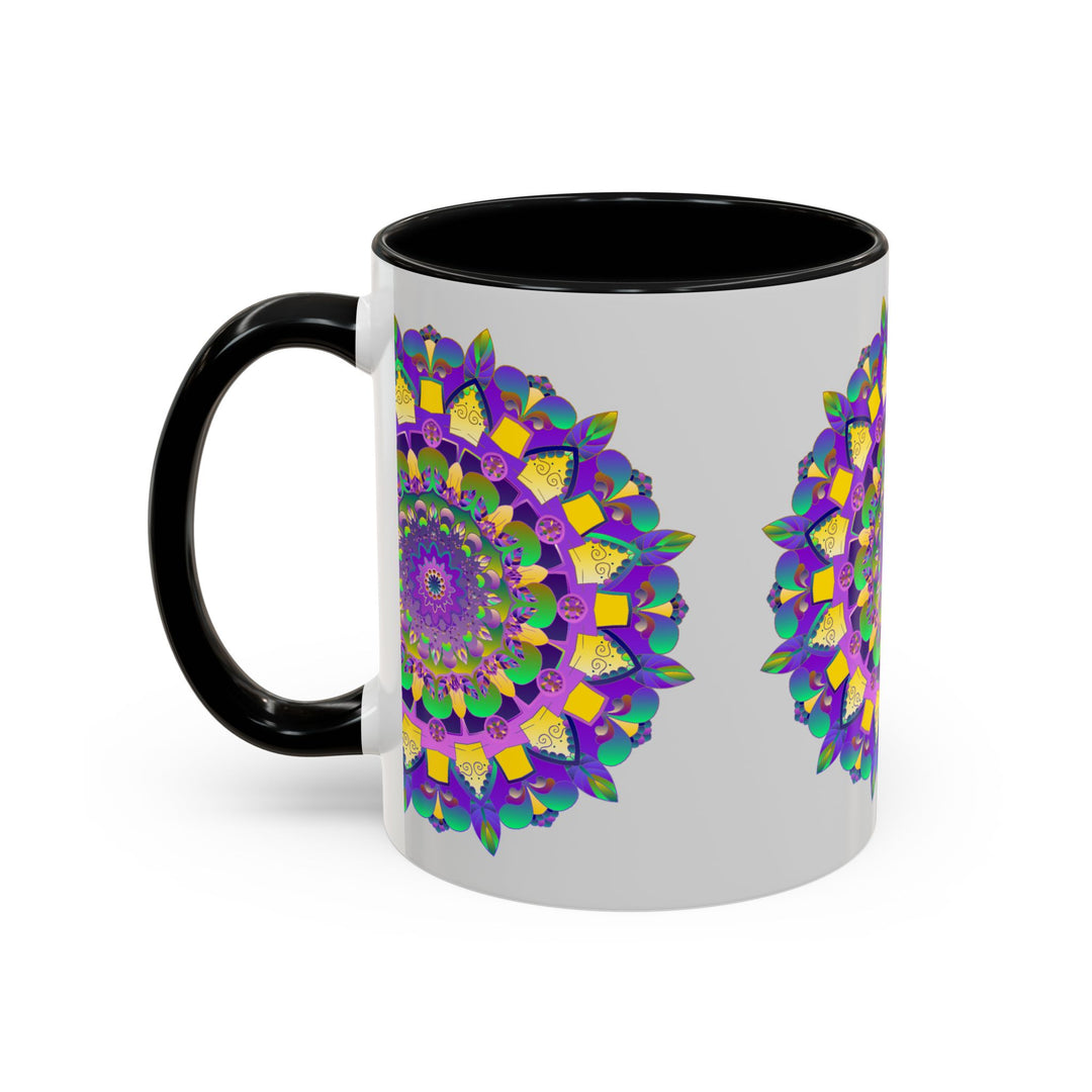 Hand-painted Mandala Art Mug in Purple and Yellow