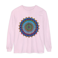 Unisex long sleeve t-shirt featuring a vibrant and intricate mandala design