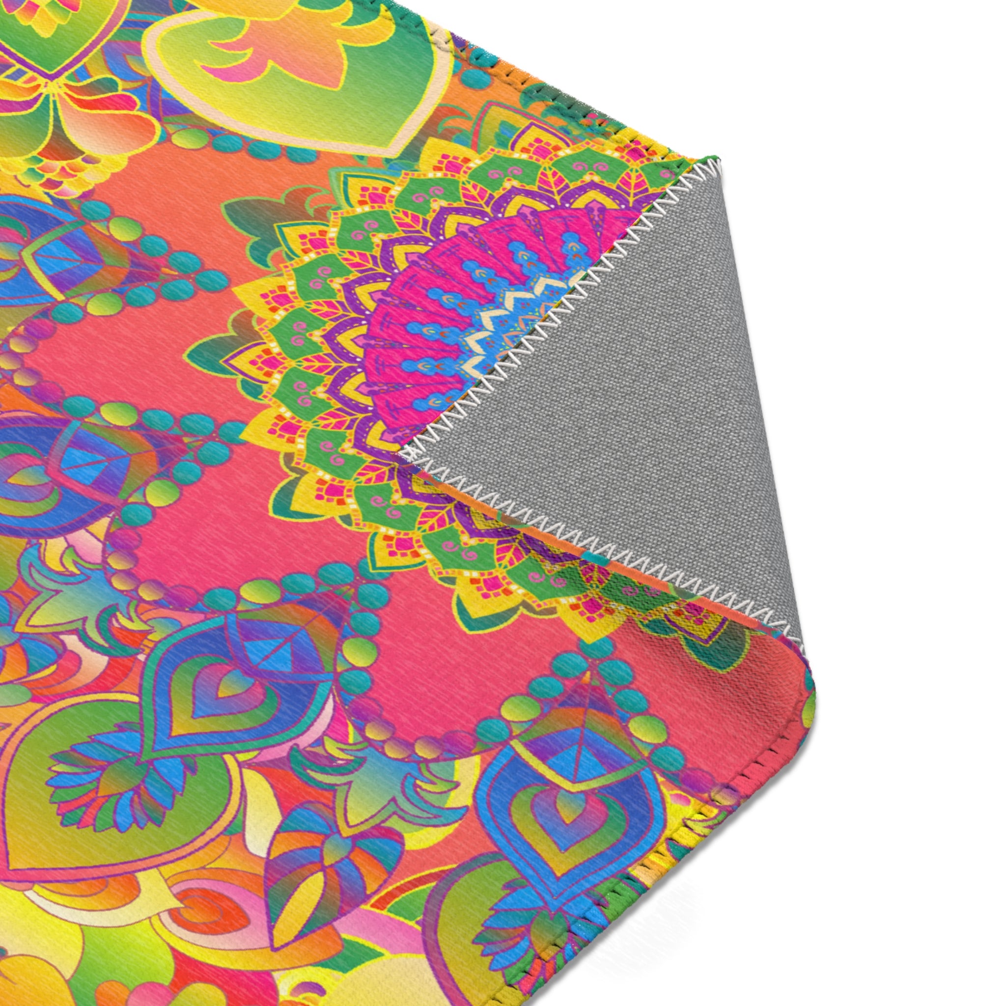 Psychedelic Floral Mandala Area Rug