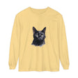 Black Cat Watercolor Unisex Long Sleeve T-Shirt with vibrant, hand-painted feline design
