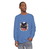 Black Cat Floral Watercolor Long Sleeve T-Shirt featuring a beautiful watercolor design with a cute black cat surrounded by vibrant flowers