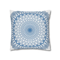 Elegant and Unique Steel Blue Mandala Art Pillowcase