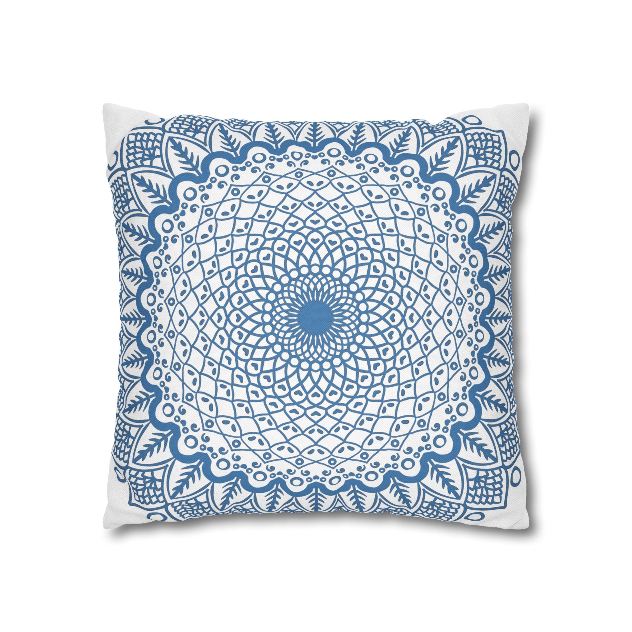 Elegant and Unique Steel Blue Mandala Art Pillowcase