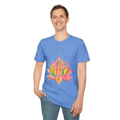 Lotus Mandala Unisex T-Shirt featuring a hand-drawn unique design by Blululi