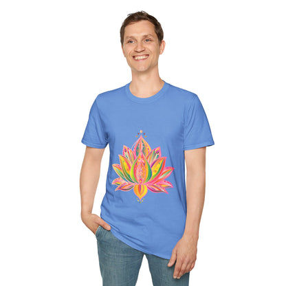 Lotus Mandala Unisex T-Shirt featuring a hand-drawn unique design by Blululi