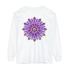 Stunning purple and gold mandala long sleeve t-shirt with intricate design