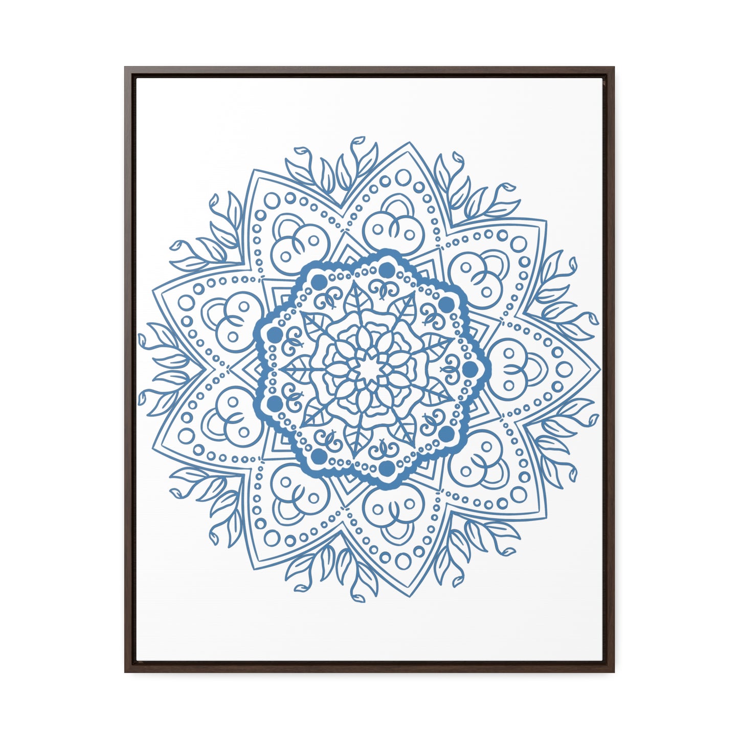 Mandala Handmade Art in Steel Blue, Gallery Canvas Wraps, Vertical Frame