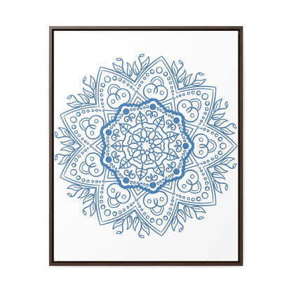 Mandala Handmade Art in Steel Blue, Gallery Canvas Wraps, Vertical Frame