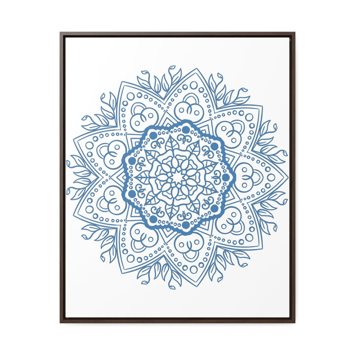 Mandala Handmade Art in Steel Blue, Gallery Canvas Wraps, Vertical Frame