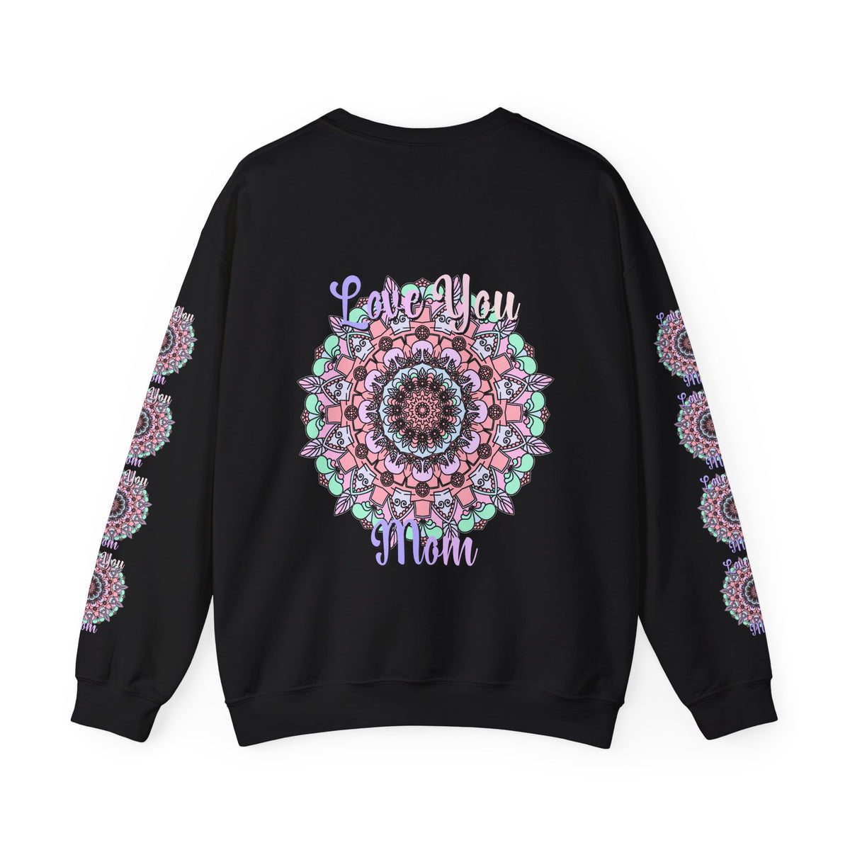 Felpa girocollo ispirata al mandala per mamme in tenui colori pastello