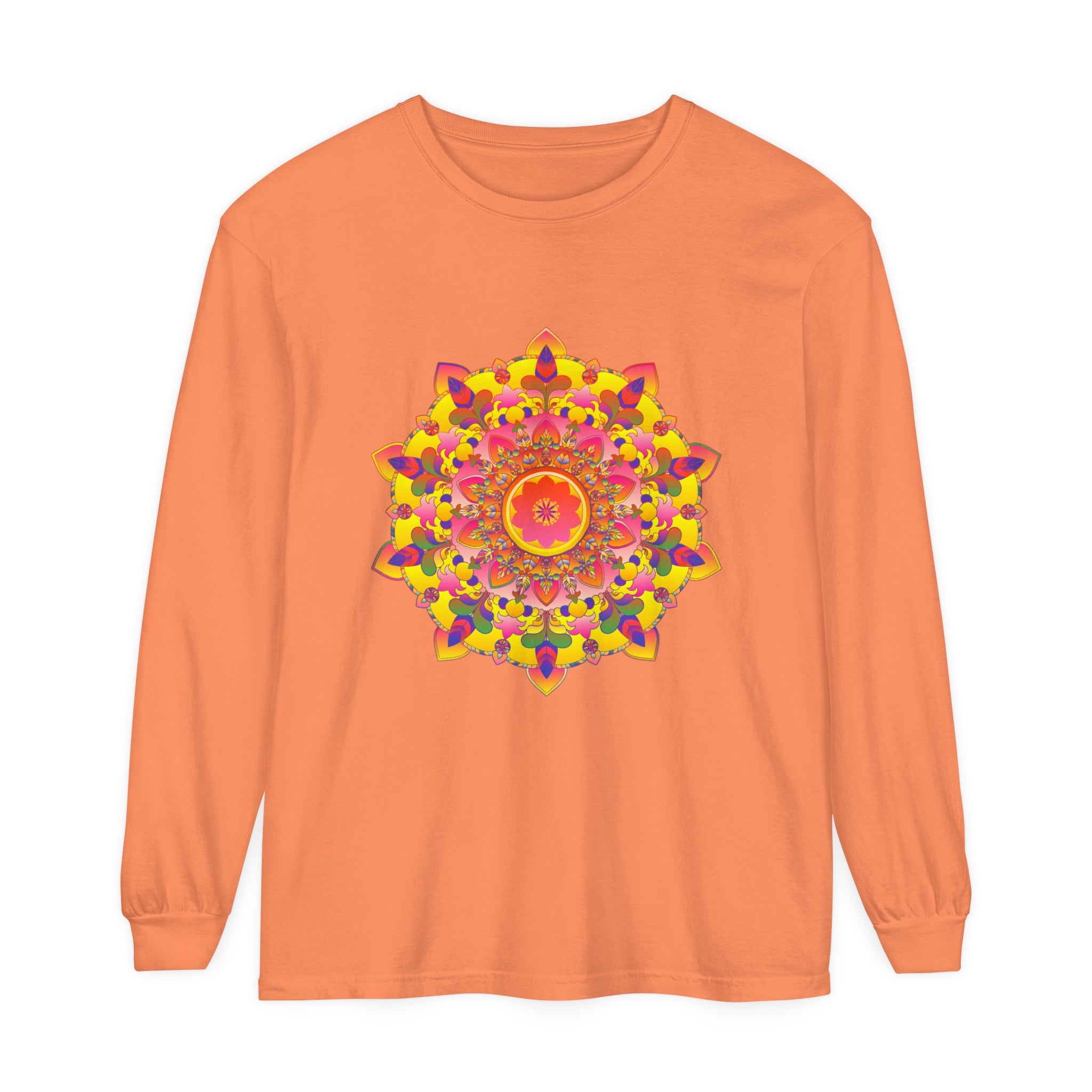 Colorful and intricate mandala design unisex long sleeve t-shirt for all genders