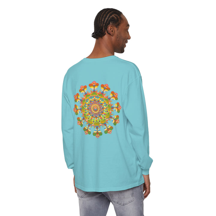 Colorful and intricate vibrant mandala design long sleeve t-shirt for women