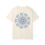 Handmade Mandala Art Tshirt - Unisex Garment-Dyed Tee in vibrant colors with intricate mandala design, perfect for both men and women