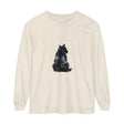Black Cat Mystique Long Sleeve T-Shirt in Black with Intricate Cat Design