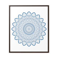 Elegant Mandala Handmade Art on Vertical Steel Blue Canvas