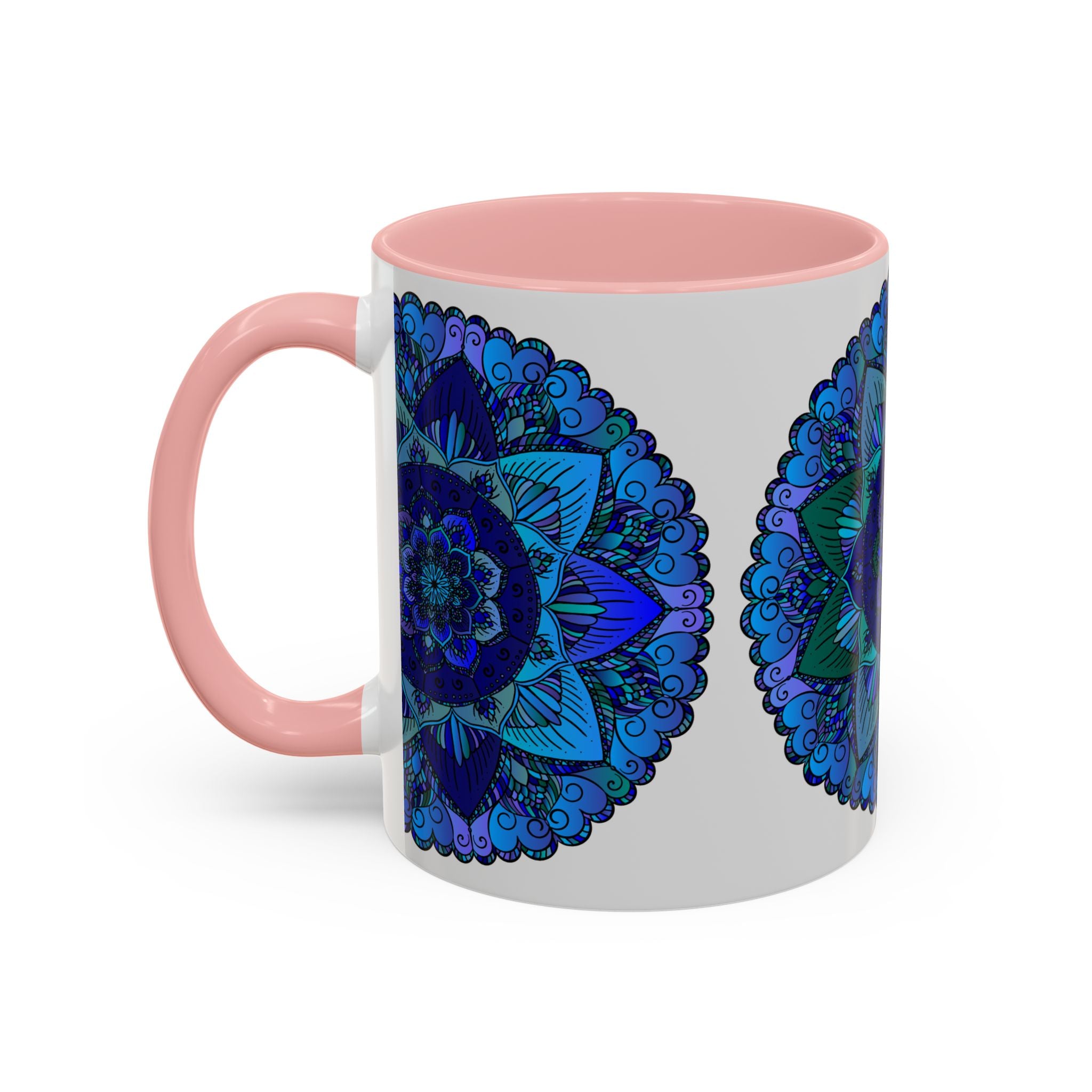 Blue and Purple Mandala Mug with Bohemian Art Design and intricate patterns