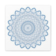 Handmade Mandala Art with intricate steel blue design on matte canvas