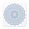 Handmade Mandala Art with intricate steel blue design on matte canvas