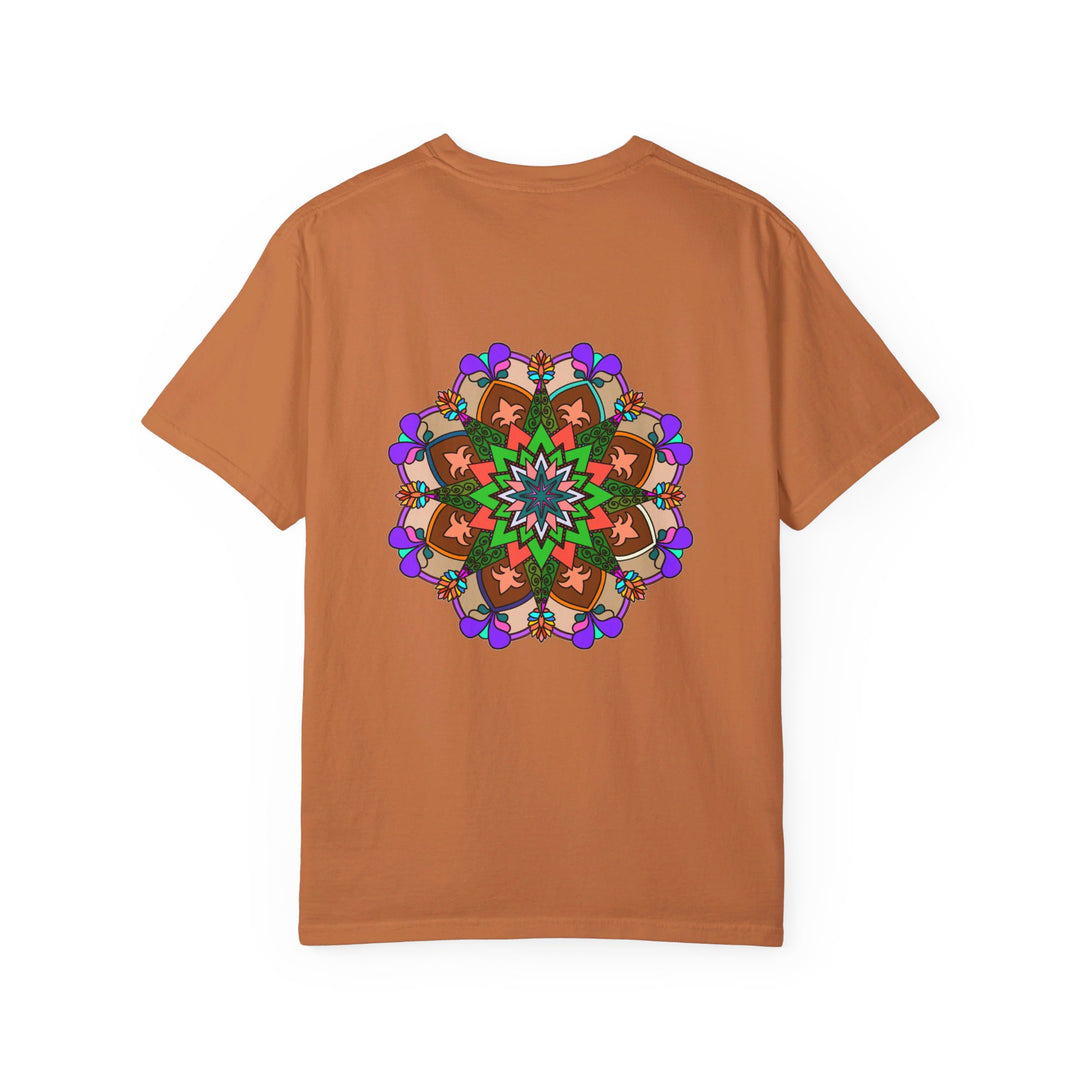 Unisex Mandala T-Shirt featuring intricate hand-drawn mandala art on 100% ring-spun cotton, garment-dyed for extra comfort and style