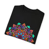 Unisex mandala t-shirt made from 100% ring-spun cotton, hand-drawn mandala art, garment-dyed for extra comfort