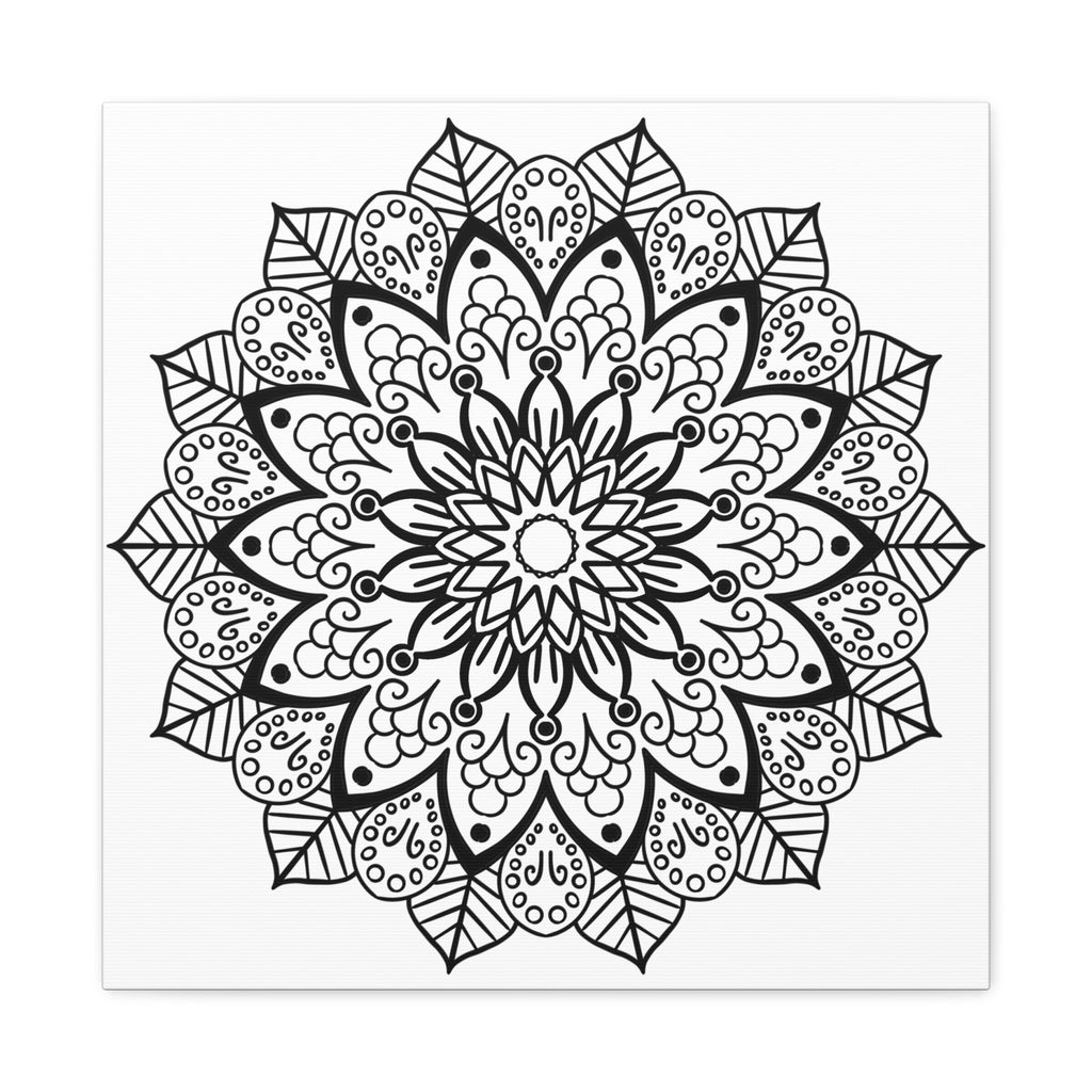 Handmade Mandala Art - Black & White Wall Art - Matte Canvas, Stretched, 125 - Beautiful intricate mandala design on stretched canvas