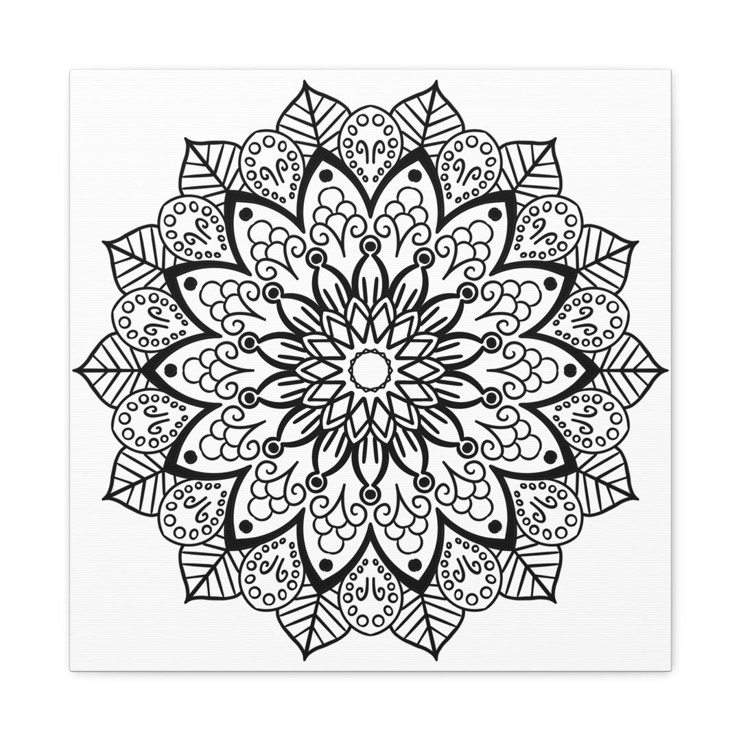 Handmade Mandala Art - Black & White Wall Art - Matte Canvas, Stretched, 125 - Beautiful intricate mandala design on stretched canvas