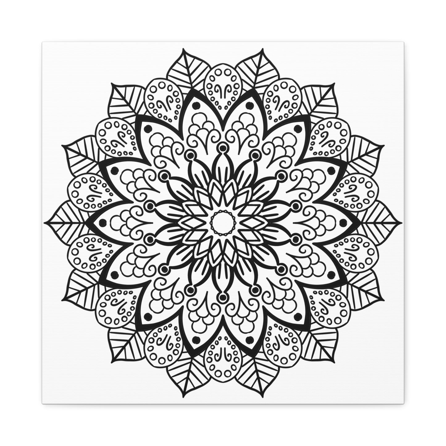 Handmade Mandala Art - Black & White Wall Art - Matte Canvas, Stretched, 125 - Beautiful intricate mandala design on stretched canvas