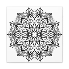 Handmade Mandala Art - Black & White Wall Art - Matte Canvas, Stretched, 125 - Beautiful intricate mandala design on stretched canvas