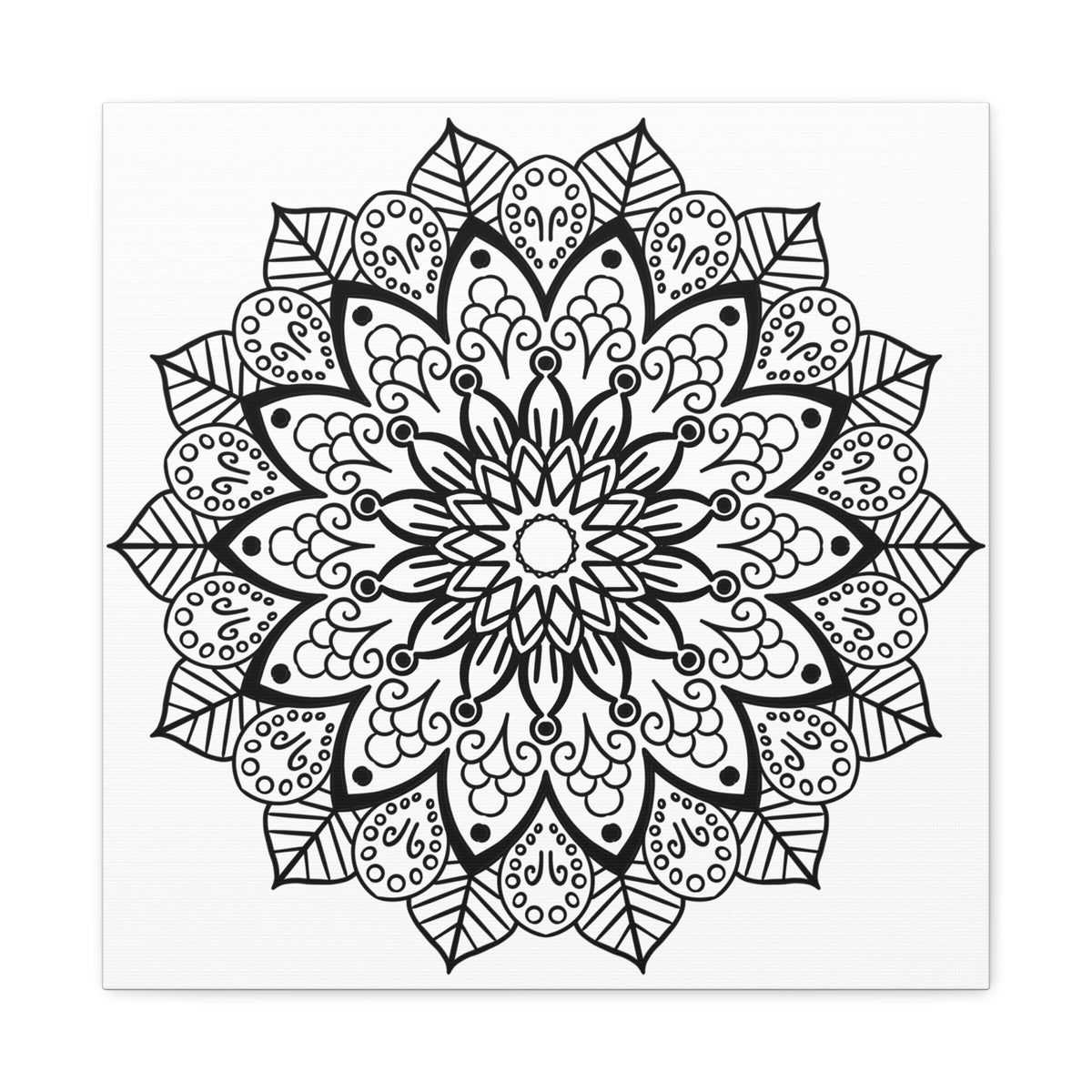 Handmade Mandala Art - Black & White Wall Art - Matte Canvas, Stretched, 125 - Beautiful intricate mandala design on stretched canvas
