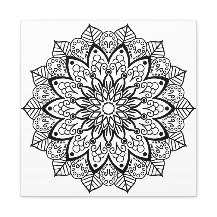 Handmade Mandala Art - Black & White Wall Art - Matte Canvas, Stretched, 125 - Beautiful intricate mandala design on stretched canvas