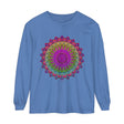 Vibrant Mandala Unisex Long Sleeve T-Shirt Back View with Elaborate Design