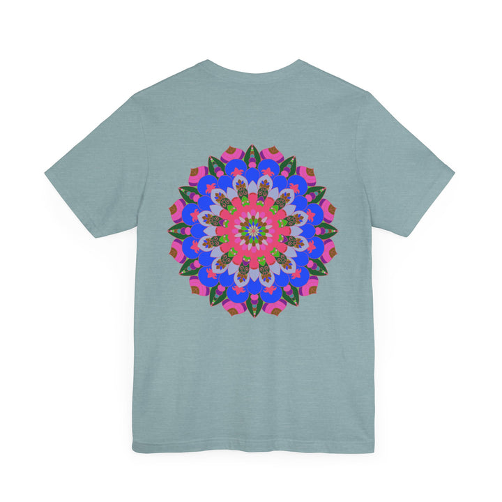 A colorful, vibrant mandala tee featuring intricate patterns symbolizing spiritual peace and harmony, perfect for adding a touch of serenity to your wardrobe