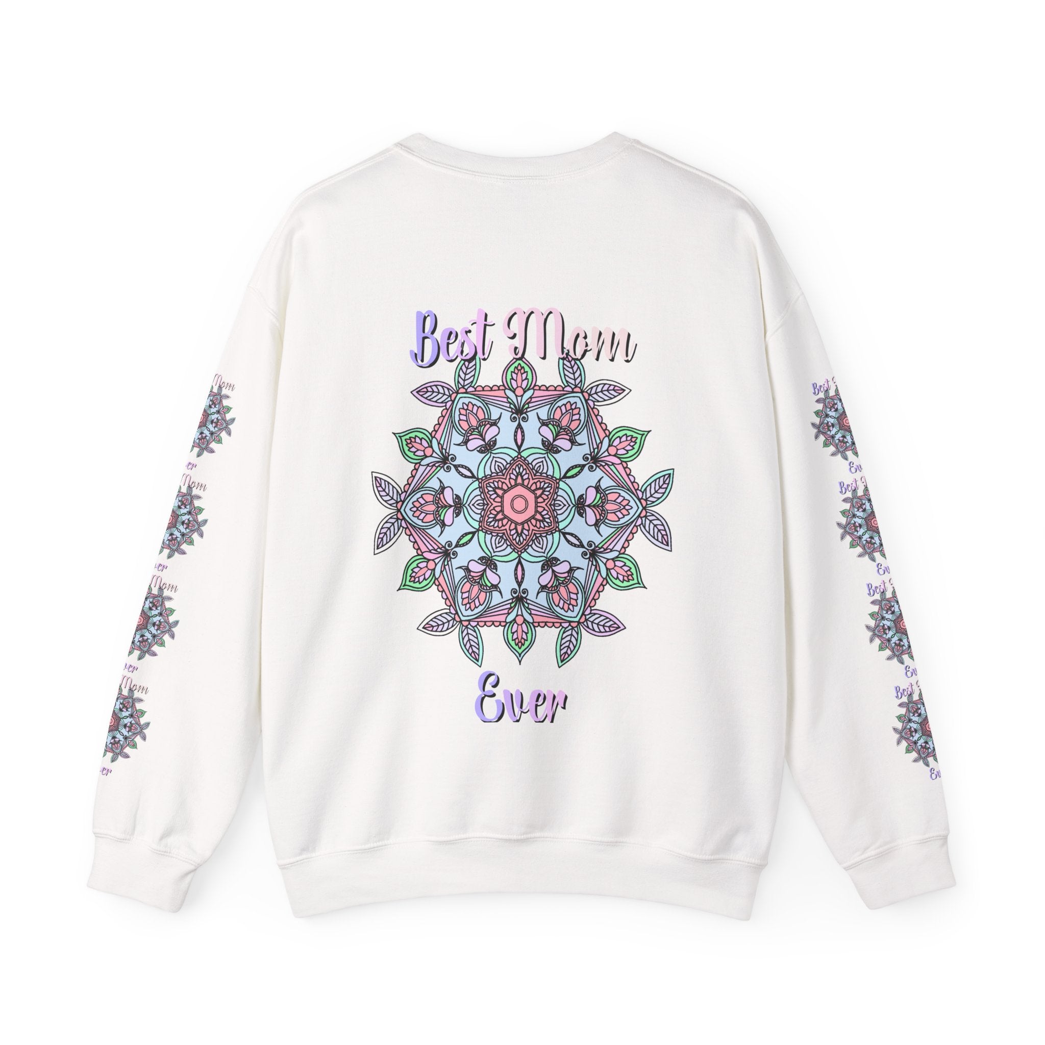 Mandala Art Crewneck Sweatshirt Celebrating Moms in Soft Hues
