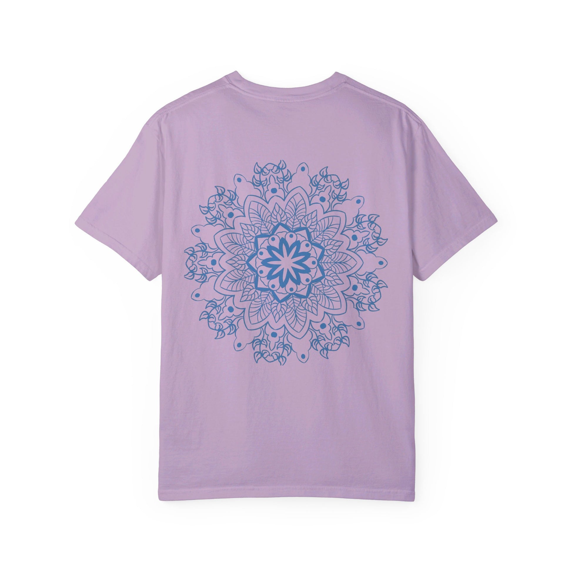 Unisex Mandala T-shirt with intricate hand-drawn design, dyed with vibrant colors