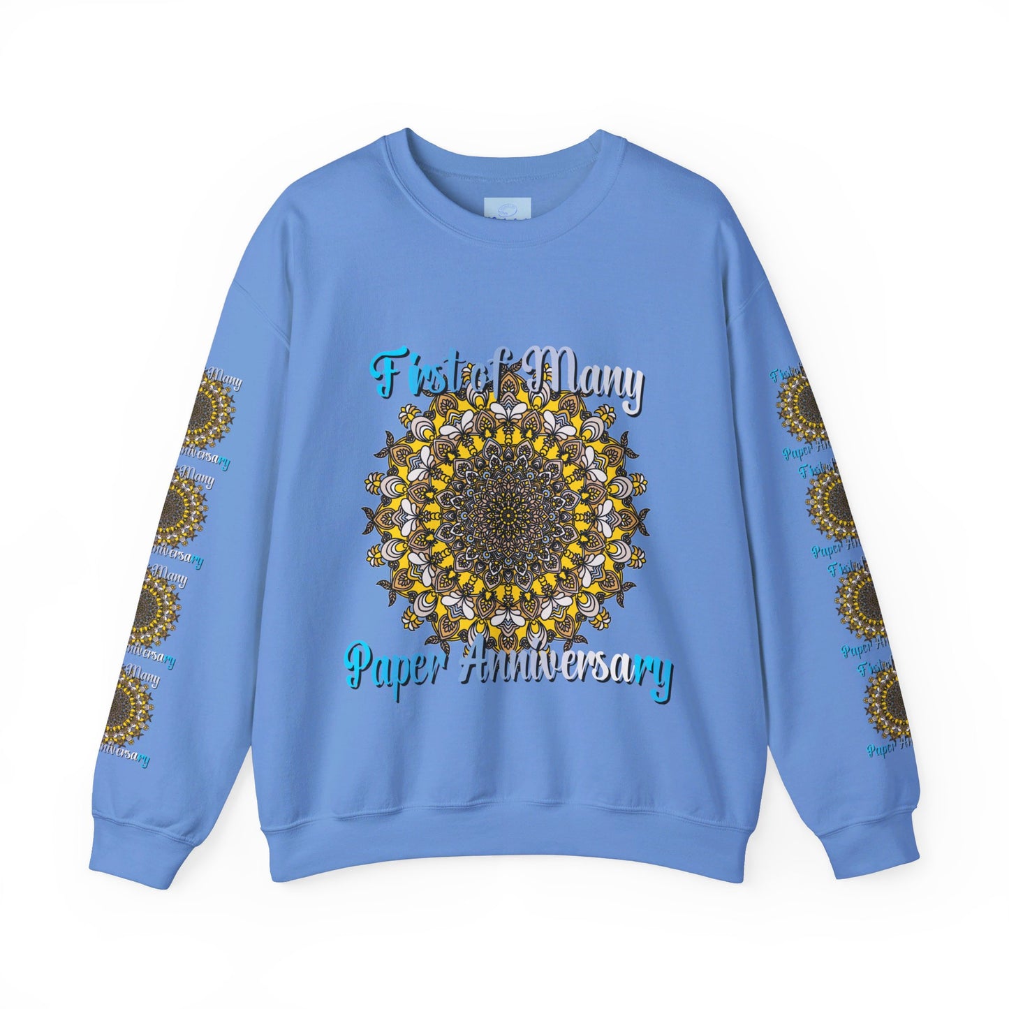 First Year Wedding Anniversary Gift - Unisex Heavy Blend™ Crewneck Sweatshirt with 'First of Many, Paper Anniversary' Design