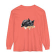 A beautiful watercolor illustration of a black cat peacefully sleeping on a t-shirt