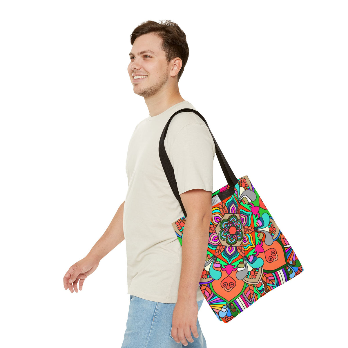 Colorful Mandala Tote Bag — Vibrant Boho All-Over Print Beach & Market Tote